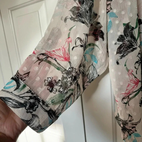 Torrid Long Sleeve Sheer Floral Embroidered Blouse - Picture 2 of 8